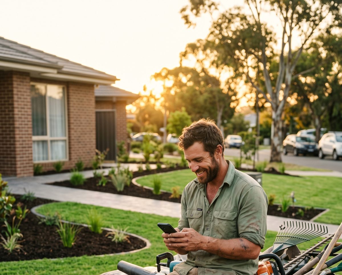 Landscaper sending before and after photos